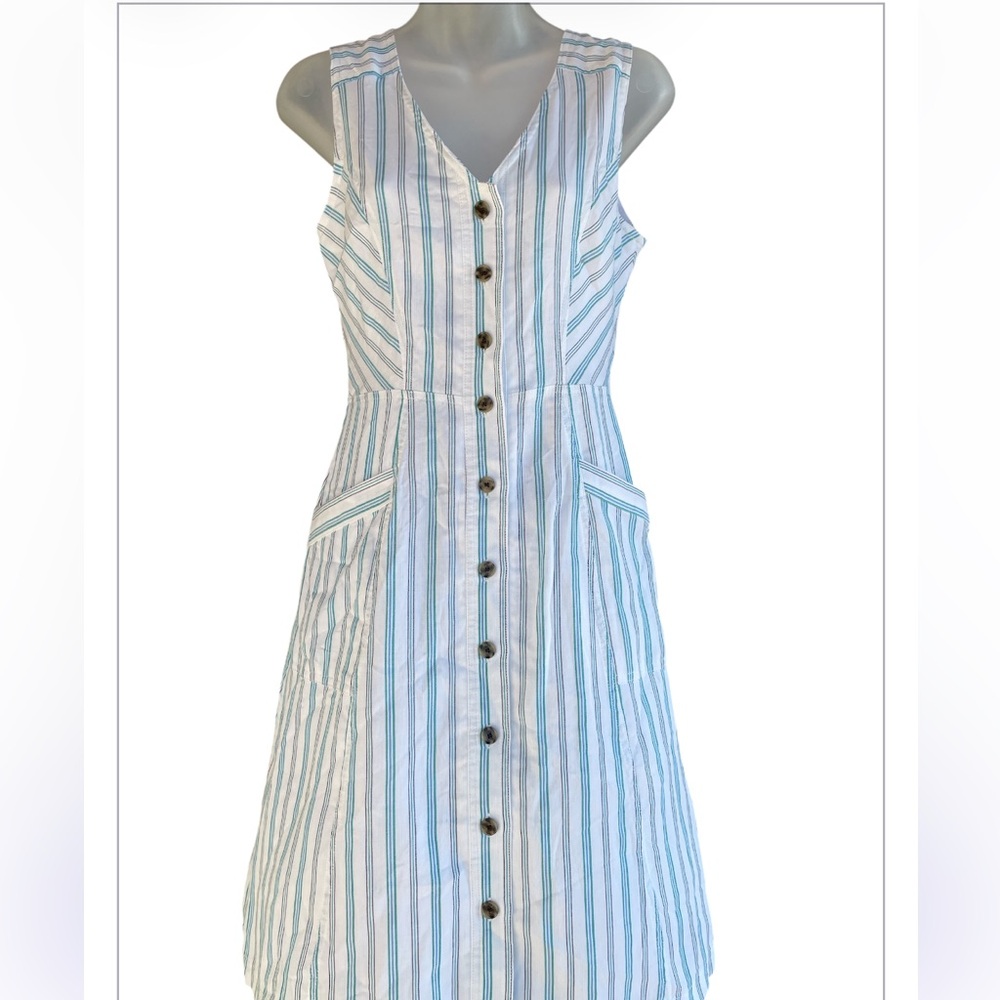 Loft striped button up summer Sleeveless dress size 2 Charming NWT